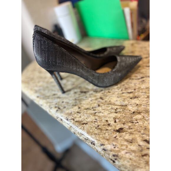 Sam Edelman Hazel 9 Pointed Toe Slip on Metallic Pumps Black - Picture 3 of 6